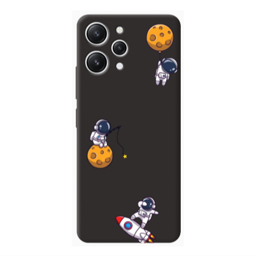 Xiaomi Redmi 12 Cute astronauts Black Colored Silicone TPU Θήκη