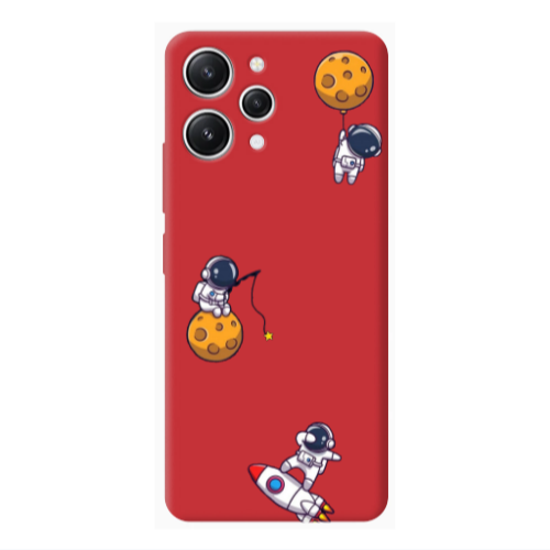 Xiaomi Redmi 12 Cute astronauts Red Colored Silicone TPU Θήκη