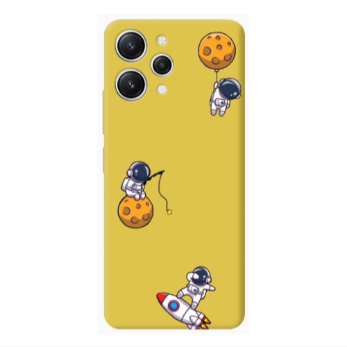 Xiaomi Redmi 12 Cute astronauts Yellow Colored Silicone TPU Θήκη