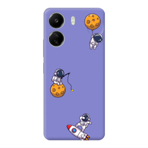 Xiaomi Redmi 13C Cute astronauts Purple Colored Silicone TPU Θήκη