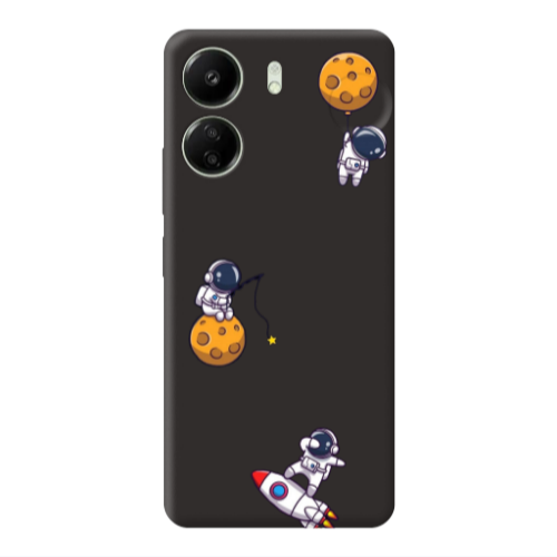 Xiaomi Redmi 13C Cute astronauts Black Colored Silicone TPU Θήκη