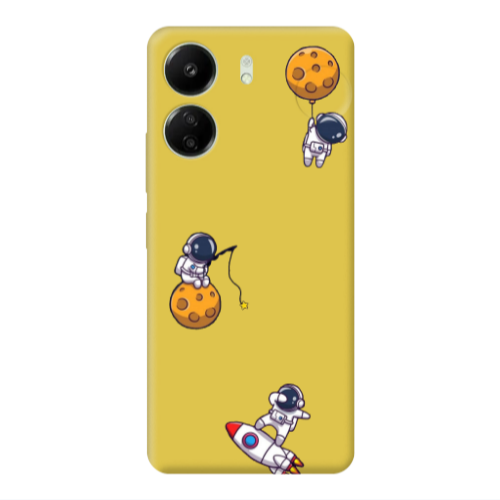 Xiaomi Redmi 13C Cute astronauts Yellow Colored Silicone TPU Θήκη
