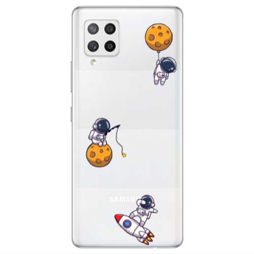 Samsung A42 5G Cute astronauts Transparent Silicone TPU Θήκη