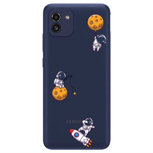 Samsung A03 Cute astronauts Transparent Silicone TPU Θήκη