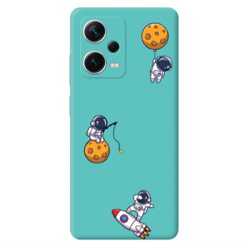 Xiaomi Poco X5 Cute astronauts Turquoise Colored Silicone TPU Θήκη