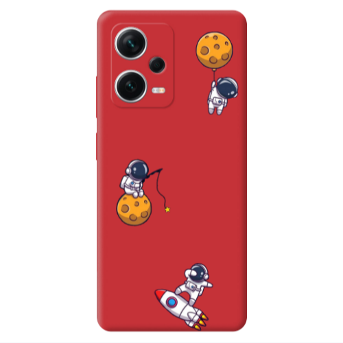 Xiaomi Poco X5 Cute astronauts Red Colored Silicone TPU Θήκη