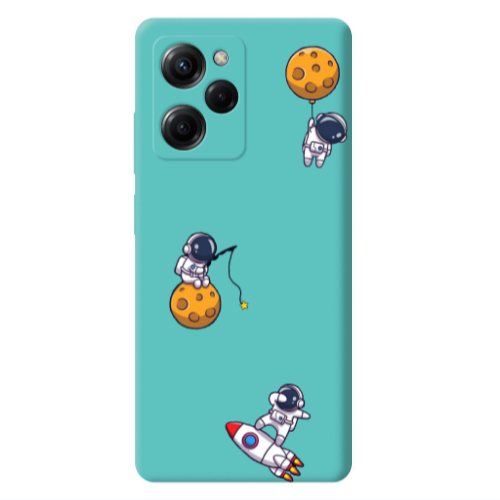 Xiaomi Poco X5 Pro Cute astronauts Turquoise Colored Silicone TPU Θήκη
