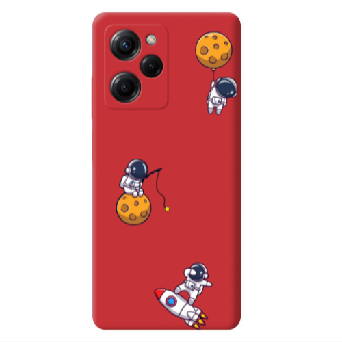 Xiaomi Poco X5 Pro Cute astronauts Red Colored Silicone TPU Θήκη