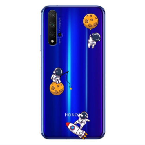 Huawei Nova 5 T Cute astronauts Transparent Silicone TPU Θήκη