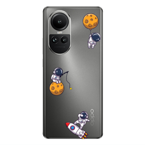 Oppo Reno10 5G Cute astronauts Transparent Silicone TPU Θήκη