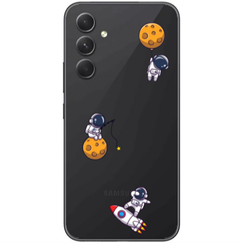 Samsung Galaxy A25 Cute astronauts Transparent Silicone TPU Θήκη