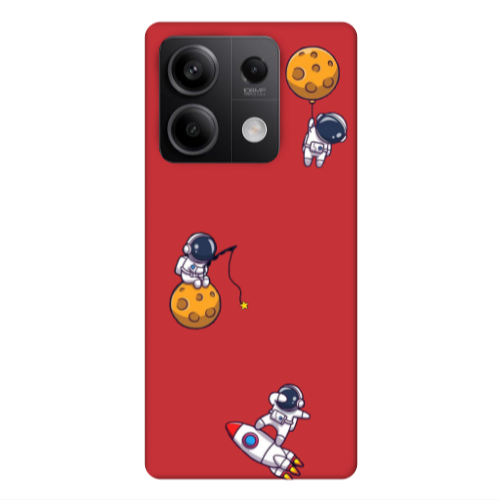 Xiaomi Redmi Note 13 5G Cute astronauts Red Colored Silicone TPU Θήκη