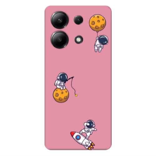 Xiaomi Redmi Note 13 4G Cute astronauts Pink Colored Silicone TPU Θήκη