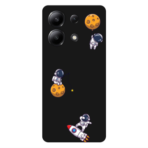 Xiaomi Redmi Note 13 4G Cute astronauts Black Colored Silicone TPU Θήκη