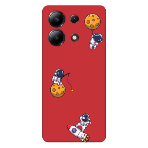 Xiaomi Redmi Note 13 4G Cute astronauts Red Colored Silicone TPU Θήκη