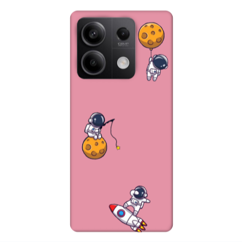 Xiaomi Redmi Note 13Pro 5G Cute astronauts Pink Colored Silicone TPU Θήκη