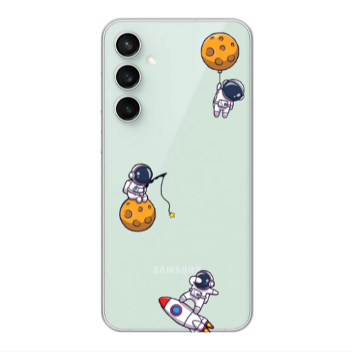 Samsung S24 FE Cute astronauts Transparent Silicone TPU Θήκη
