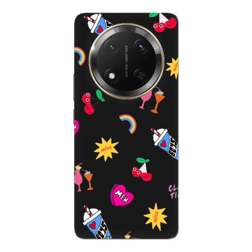 Honor Magic 7 Lite glam time Black Colored Silicone TPU Θήκη