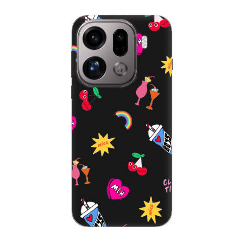 Oppo Find X9 Pro glam time Black Colored Silicone TPU Θήκη