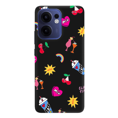 Oppo Reno 13 F glam time Black Colored Silicone TPU Θήκη