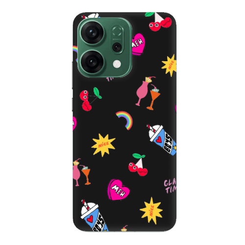 Oppo RENO 14 glam time Black Colored Silicone TPU Θήκη
