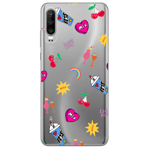 Huawei P30 glam time Transparent Silicone TPU Θήκη