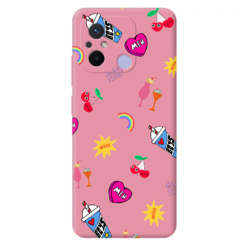 Xiaomi Redmi 12C glam time Pink Colored Silicone TPU Θήκη