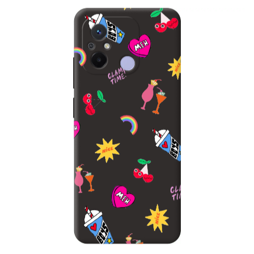 Xiaomi Redmi 12C glam time Black Colored Silicone TPU Θήκη