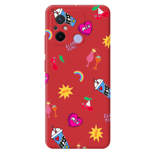 Xiaomi Redmi 12C glam time Red Colored Silicone TPU Θήκη