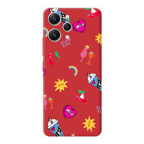 Xiaomi Redmi 12 glam time Red Colored Silicone TPU Θήκη