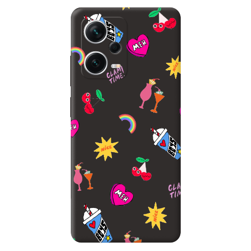 Xiaomi Poco X5 glam time Black Colored Silicone TPU Θήκη