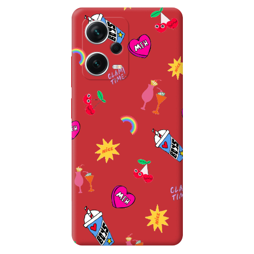 Xiaomi Poco X5 glam time Red Colored Silicone TPU Θήκη