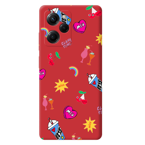 Xiaomi Poco X5 Pro glam time Red Colored Silicone TPU Θήκη