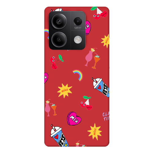 Xiaomi Redmi Note 13 5G glam time Red Colored Silicone TPU Θήκη