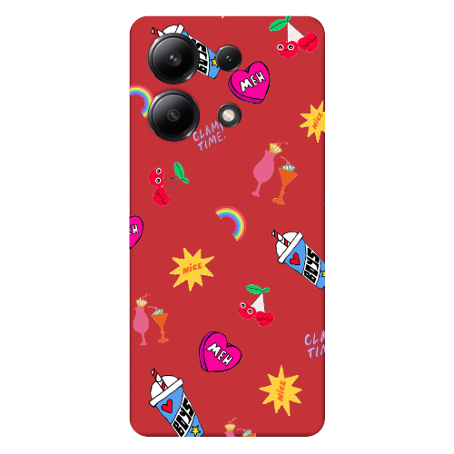 Xiaomi Redmi Note 13 4G glam time Red Colored Silicone TPU Θήκη