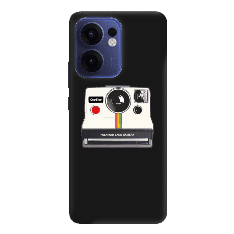 Oppo Reno 13 F Polaroid land camera Black Colored Silicone TPU Θήκη