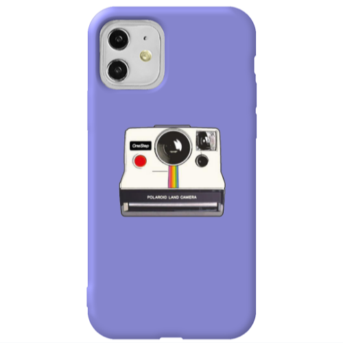 Apple iPhone 11  Polaroid land camera Purple Colored Silicone TPU Θήκη