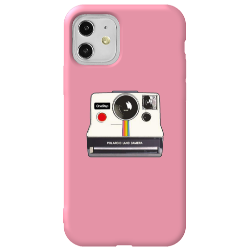 Apple iPhone 11  Polaroid land camera Pink Colored Silicone TPU Θήκη
