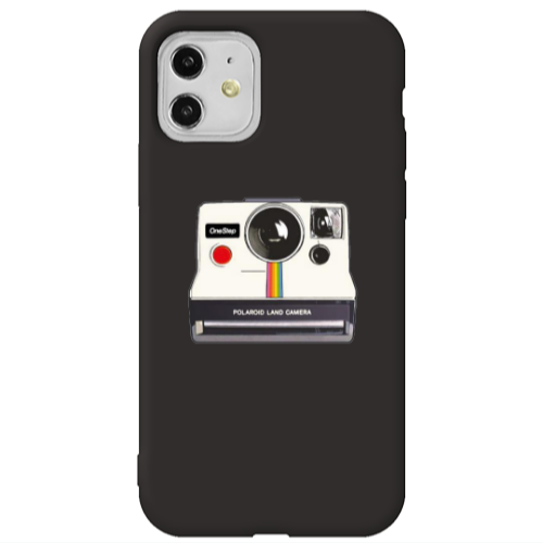 Apple iPhone 11  Polaroid land camera Black Colored Silicone TPU Θήκη
