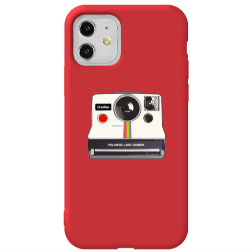 Apple iPhone 11  Polaroid land camera Red Colored Silicone TPU Θήκη