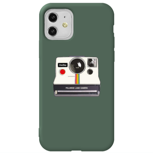 Apple iPhone 11  Polaroid land camera Dark Green Colored Silicone TPU Θήκη