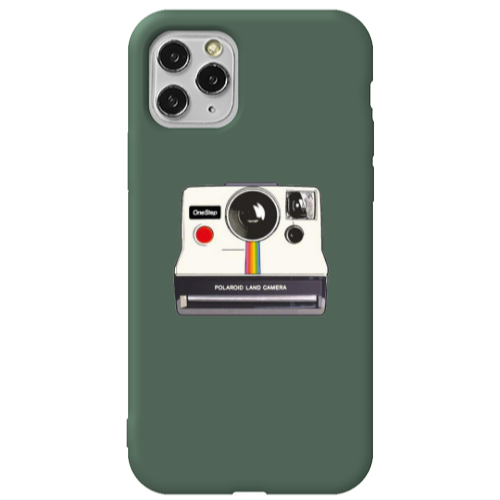 Apple iPhone 11 Pro Polaroid land camera Dark Green Colored Silicone TPU Θήκη