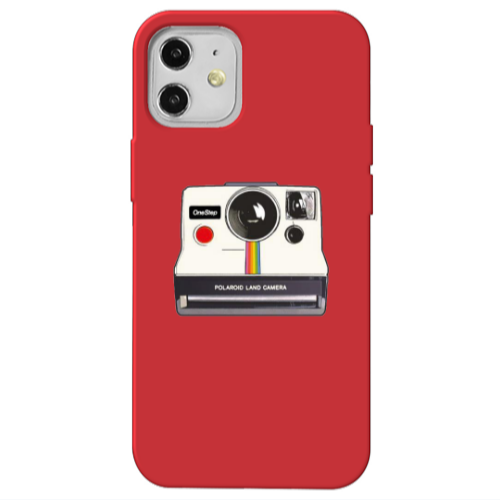 Apple iPhone 12 Polaroid land camera Red Colored Silicone TPU Θήκη