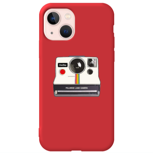 Apple iPhone 13 Polaroid land camera Red Colored Silicone TPU Θήκη