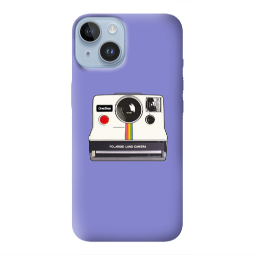 Apple iPhone 14  Polaroid land camera Purple Colored Silicone TPU Θήκη