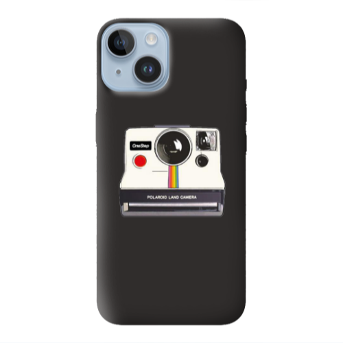Apple iPhone 14  Polaroid land camera Black Colored Silicone TPU Θήκη
