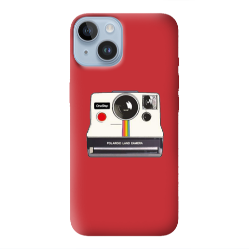 Apple iPhone 14 Plus Polaroid land camera Red Colored Silicone TPU Θήκη