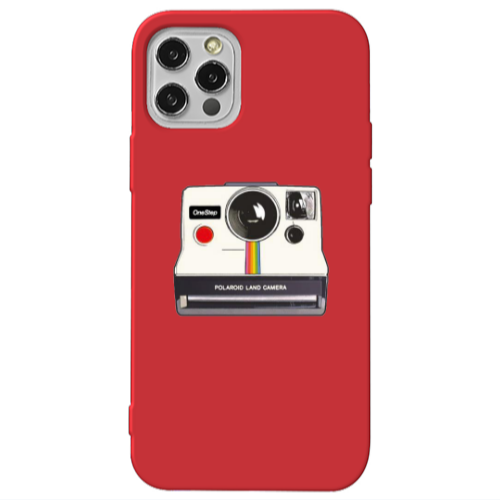 Apple iPhone 12 Pro Polaroid land camera Red Colored Silicone TPU Θήκη