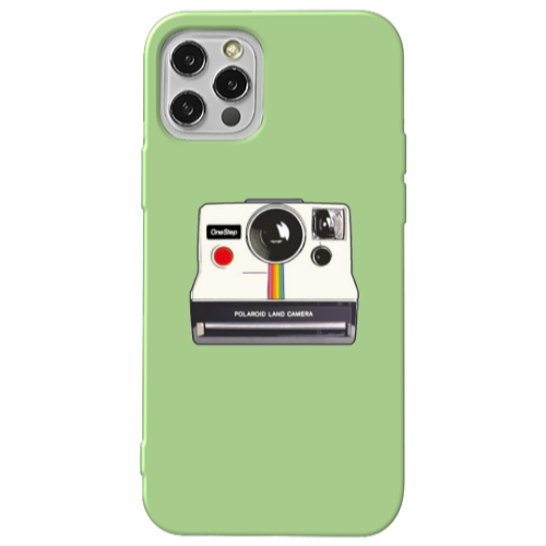 Apple iPhone 12 Pro Polaroid land camera Light Green Colored Silicone TPU Θήκη