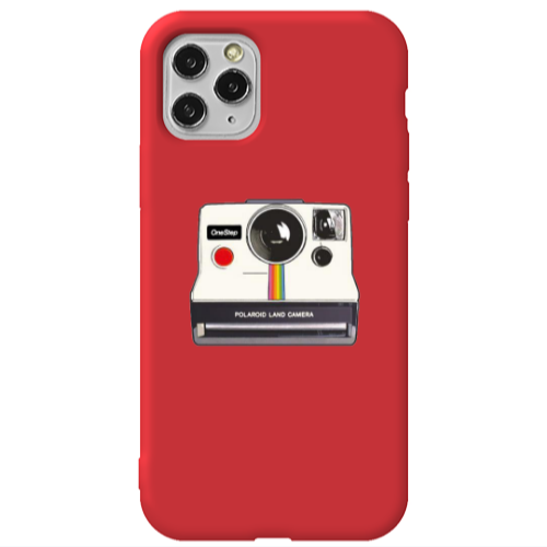 Apple iPhone 11 Pro Max Polaroid land camera Red Colored Silicone TPU Θήκη